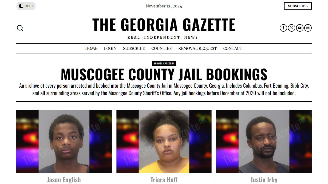 Muscogee County Jail Bookings – The Georgia Gazette