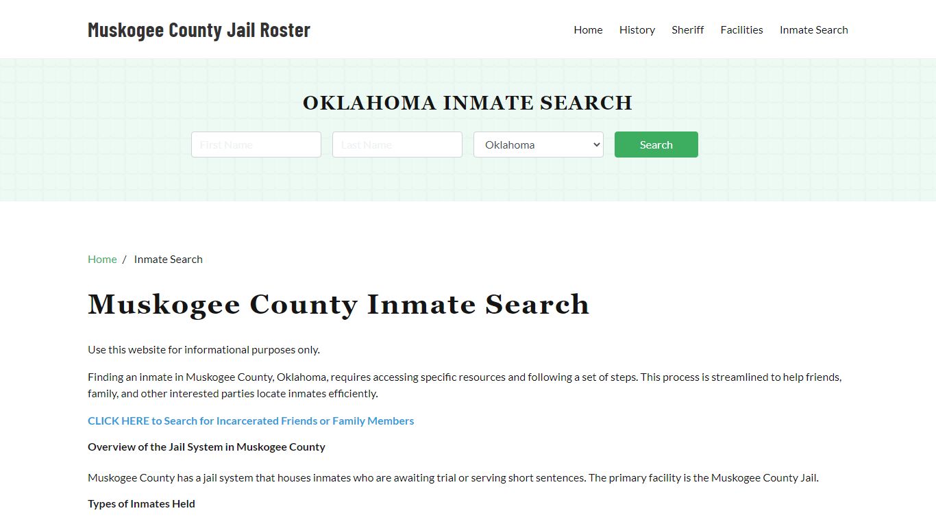 Muskogee County, OK Detainee Lookup