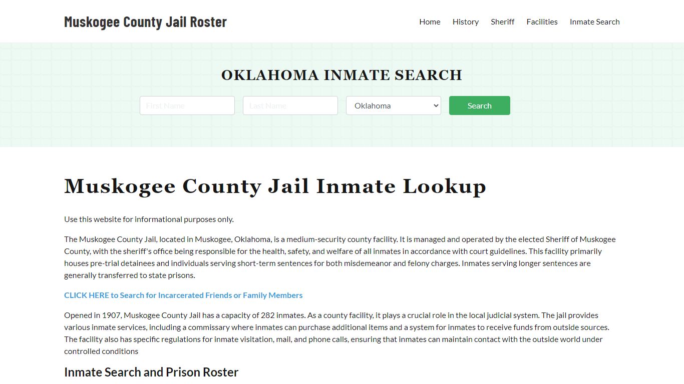 Muskogee County Jail Roster Lookup, OK, Inmate Search