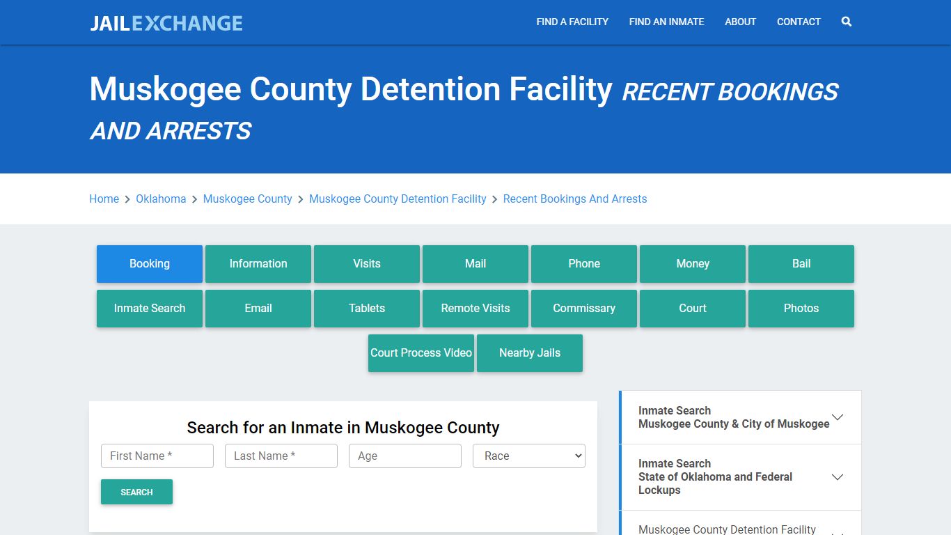 Muskogee County Detention Facility Recent Bookings And Arrests